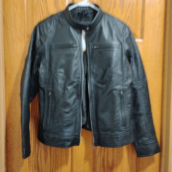 Dodge Women’s Black Biker Genuine Leather Jacket Size L - Picture 12 of 15